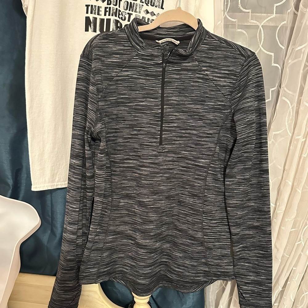 Women's Gray Avalanche Quarter-Zip Athletic Dri-Fit Top.